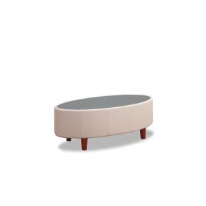 Avo Oval Shaped White Wooden Leg Coffee Table