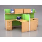 2 Pax L Shape Workstation With Overhead Cabinet