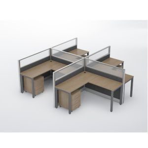 4 Pax Back To Back Workstation With Oxo Leg