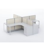 4 Pax Workstation With Metal Loop Leg - Space Master Office Furniture