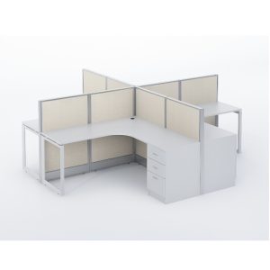 4 Pax Workstation With Metal Loop Leg