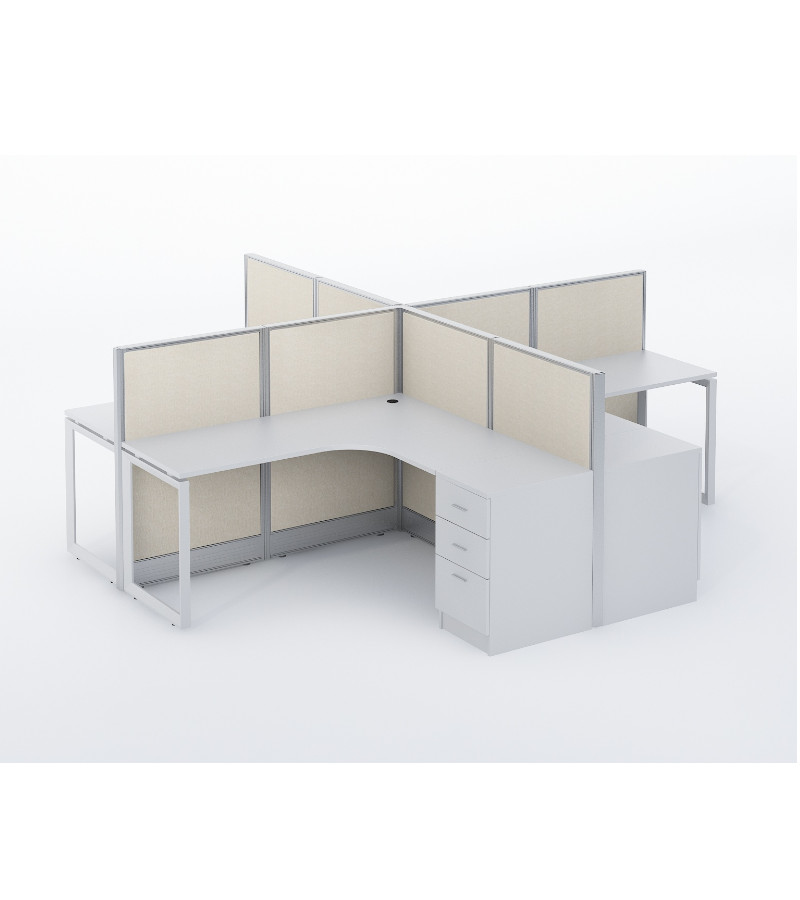 4 Pax Workstation With Metal Loop Leg - Space Master Office Furniture office cubicles dubai by Space Master