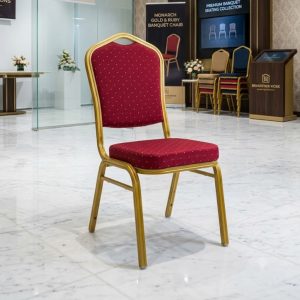 Monarch Gold & Ruby Crown-Back Banquet Chair